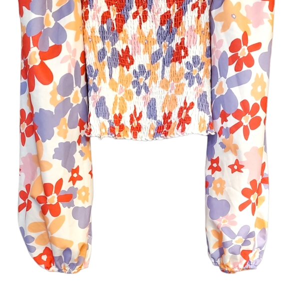 Shein Curvy Floral Smocked Crop Top NWOT - Picture 9 of 16